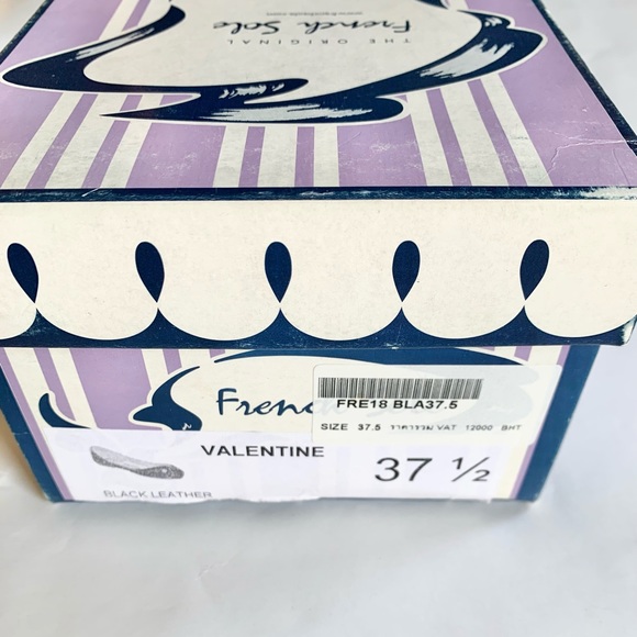 FRENCH SOLE Valentine Black Leather Flats - Picture 7 of 7